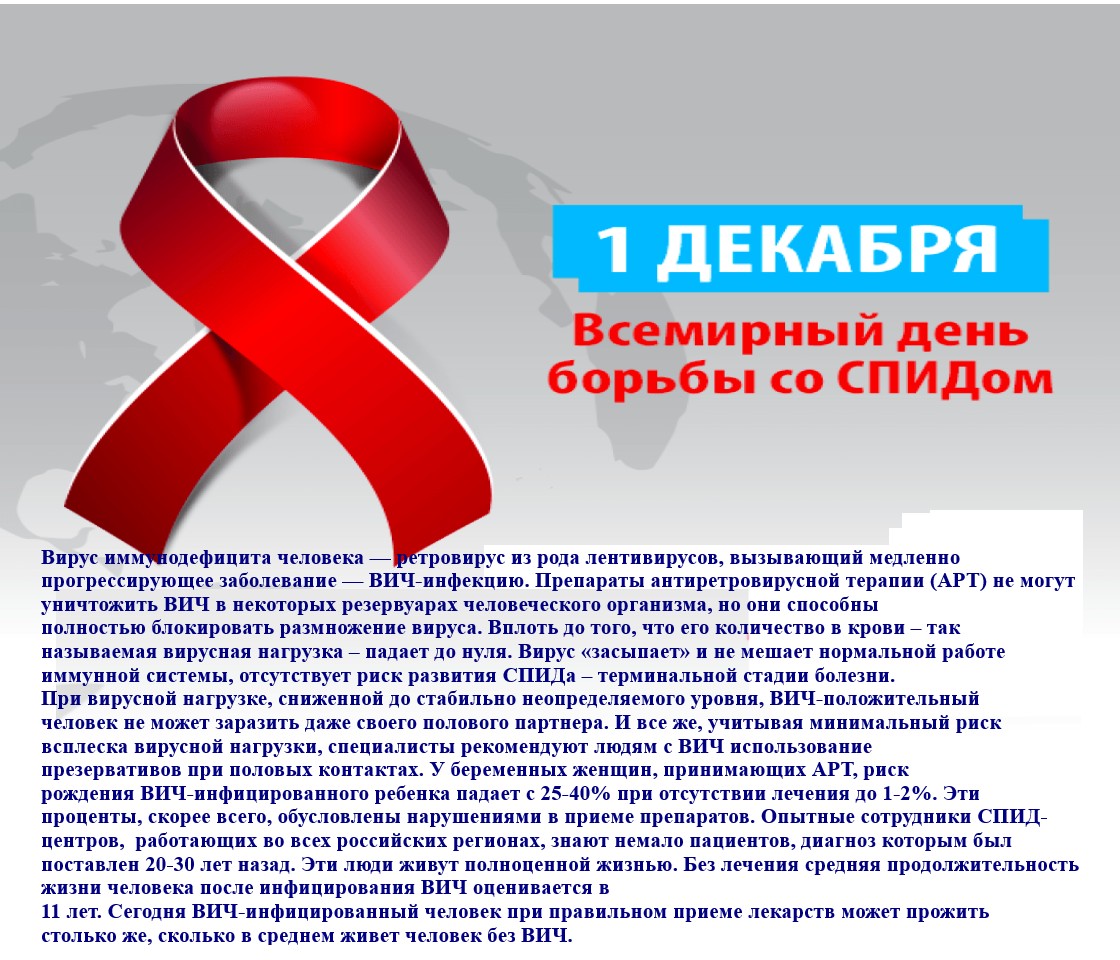 Надпись 1 декабря Всемирный день борьбы со СПИДОМ. Меры борьбы с ВИЧ инфекцией.